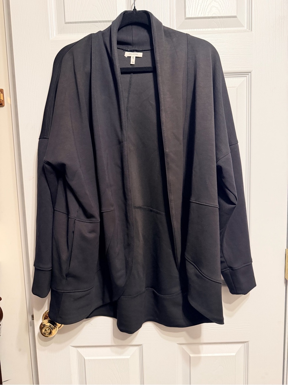 Maurices Charcoal Open-Front Draped Cardigan Jacket